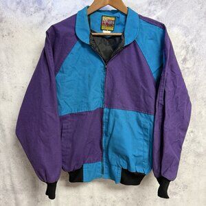 Vintage Bee Wild Jacket Mens Small Blue/Purple Color Block Western Canvas USA